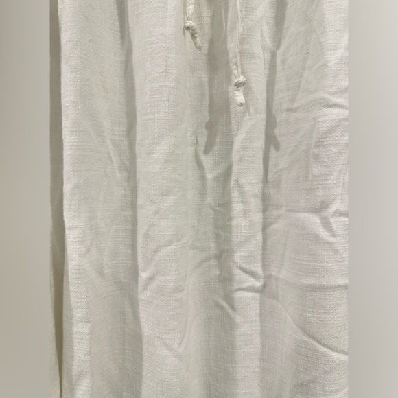 Junee Slate Maxi White Linen Skirt With Drawstrings - Picture 2 of 4